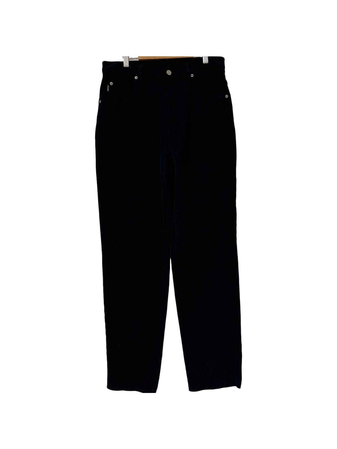 Lauren Ralph Lauren Size 12 Five Pocket Straight Leg Black Jeans W Leather Patch